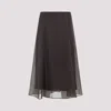 Brunello Cucinelli Women Brown Crispy Silk Circle Skirt In Black