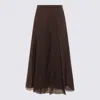 Brunello Cucinelli Dark Brown Silk Skirt