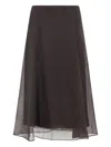 Brunello Cucinelli Dark Brown Silk Skirt In Black