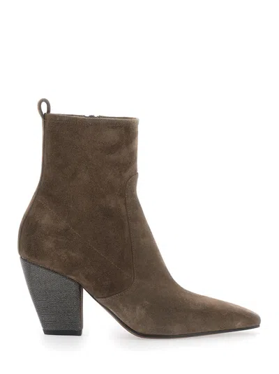 Brunello Cucinelli Dark Brown Suede Ankle Boots