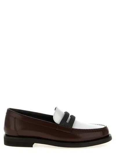BRUNELLO CUCINELLI DARK BROWN TWO-TONE LOAFERS
