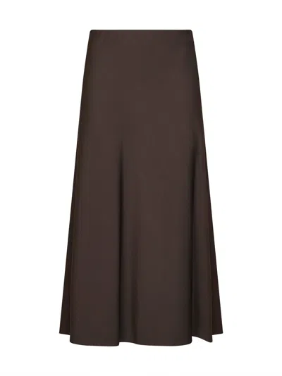 Brunello Cucinelli Dark Chocolate Twill Flute Skirt In Multi