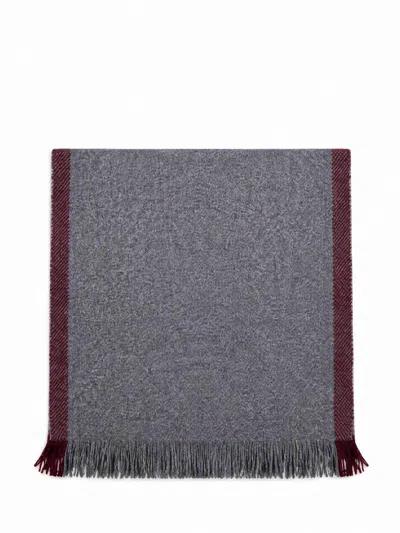 Brunello Cucinelli Dark Grey Cashmere Scarf With Contrasting Edges In Gray