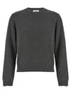 Brunello Cucinelli Cashmere Crewneck Knit Sweater With Ribbed Finish In Dark Grey