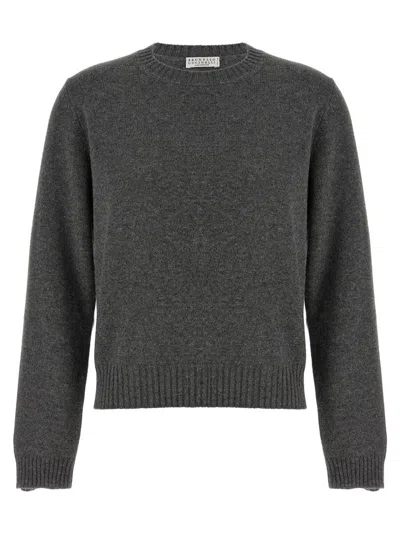 BRUNELLO CUCINELLI DARK GREY CASHMERE SWEATER