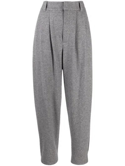 Brunello Cucinelli Dark Grey Cashmere Tapered-leg Trousers For Women