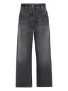 Brunello Cucinelli Dark Grey Classic Five-pocket Trousers With Concealed Fly In Black