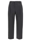 Brunello Cucinelli Grey Pants With Pences On The Front In Wool Woman In Dark Grey
