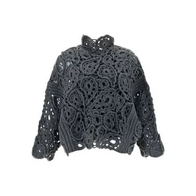 Brunello Cucinelli Dark Grey Crochet Sweater In ["grey"]