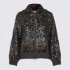 Brunello Cucinelli Embellished Crewneck Knitwear With Ribbed Accents In Black