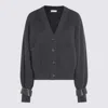 Brunello Cucinelli Ribbed V-neck Knitwear Cuffed Sleeves In Black