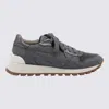 Brunello Cucinelli Dark Grey Leather Sneakers In Gray