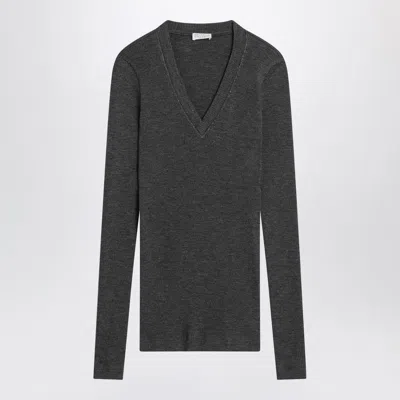 BRUNELLO CUCINELLI BRUNELLO CUCINELLI  DARK GREY RIBBED WOOL SWEATER