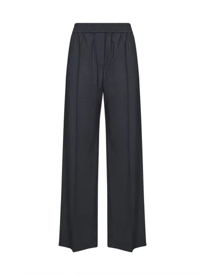 Brunello Cucinelli Dark Grey Tropical Luxury Wool Loose Track Trousers