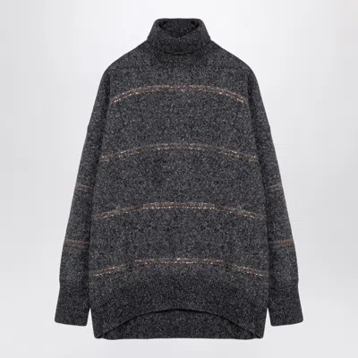 Brunello Cucinelli Dark Turtleneck Sweater In Grey