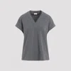 Brunello Cucinelli Dark Grey V-neck T-shirt In Grey