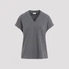 Brunello Cucinelli Dark Grey V-neck T-shirt In Dark Grey