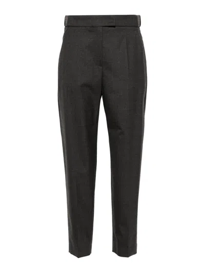 Brunello Cucinelli Dark Grey Virgin Wool Elastan Pants In Black