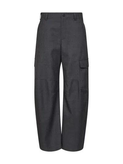 Brunello Cucinelli Dark Grey Virgin Wool Twill Barrel Cargo Trousers