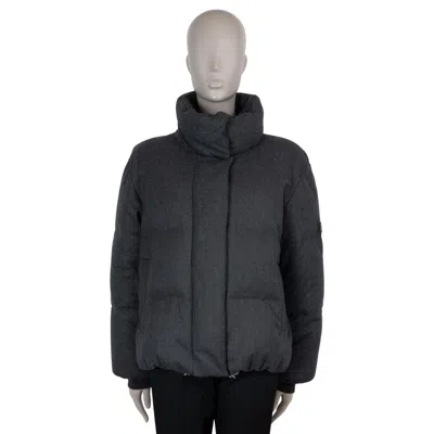 Pre-owned Brunello Cucinelli Dark Grey Wool 2022 Monili Down Puffer Jacket 44 L In Gray