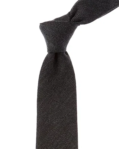 BRUNELLO CUCINELLI BRUNELLO CUCINELLI DARK GREY WOOL & SILK-BLEND TIE