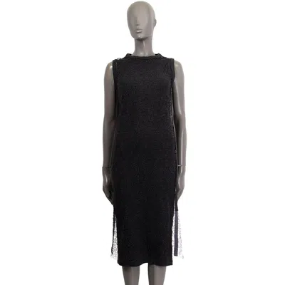 Pre-owned Brunello Cucinelli Dark Grey Wool Floral Wire Knit Sleeveless Dress S In Gray