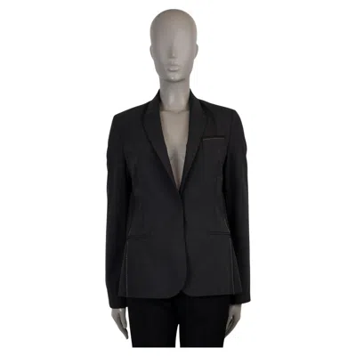 Pre-owned Brunello Cucinelli Dark Grey Wool Monili Trim Blazer Jacket 42 M In Gray