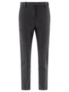 Brunello Cucinelli Wool Cigarette Trousers With Monili In Multicolor