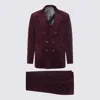 Brunello Cucinelli Velvet Double-breasted Suit Button Detailing In Red