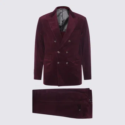 BRUNELLO CUCINELLI DARK RED COTTON SUIT