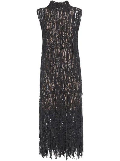 BRUNELLO CUCINELLI DAZZLING ABSTRACT EMBROIDERED DRESS