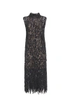 Brunello Cucinelli Dazzling Abstract Embroidery Dress In Charcoal