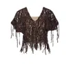 Brunello Cucinelli Women Brown Knit Dazzling Abstract Embroidery Top In Brown