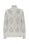 Brunello Cucinelli Dazzling Argyle Wool And Mohair Sweater In Pearl Grey