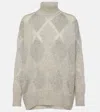 Brunello Cucinelli Dazzling Argyle Wool And Mohair Sweater In Grey