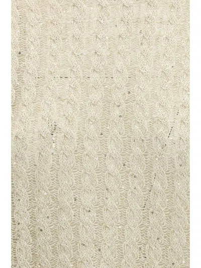Brunello Cucinelli Dazzling Cable Sweater In Neutral