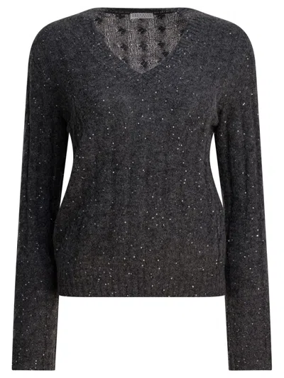 Brunello Cucinelli "dazzling Cable" Sweater In Black