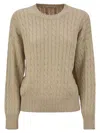 Brunello Cucinelli Dazzling Cables Cotton Jersey In Butter