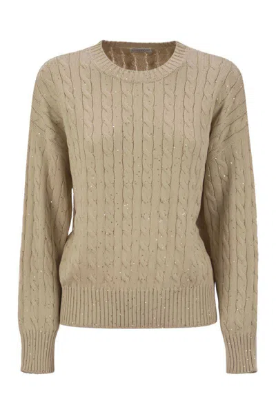 Brunello Cucinelli Dazzling Cables Cotton Jersey In Yellow