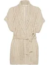 Brunello Cucinelli Linen And Silk Blend Cardigan In 中性色