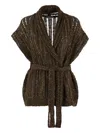 Brunello Cucinelli Women's Dazzling Silk And Linen Perforated Rib Cardigan