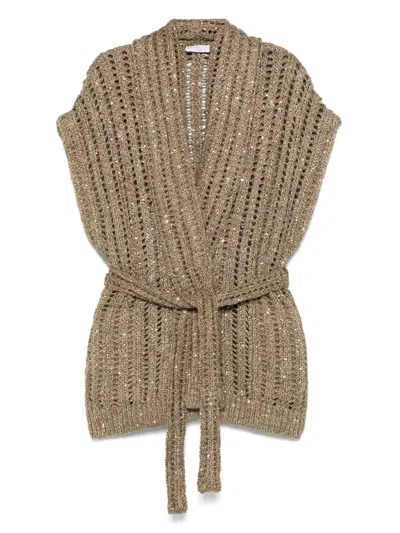 Brunello Cucinelli Dazzling Cardigan In Braun
