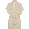 Brunello Cucinelli Linen And Silk Blend Cardigan In Buff