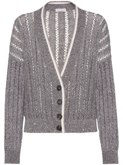 Brunello Cucinelli Dazzling Cardigan Medium Grey