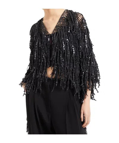 Brunello Cucinelli Black Crochet Sequin Cardigan