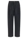 Brunello Cucinelli Striped Embroidered Joggers Pockets In Gray