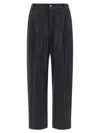 Brunello Cucinelli Striped Embroidered Joggers Pockets In Black