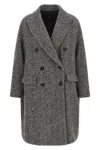 Brunello Cucinelli Double-breasted Herringbone Wool Coat With Sequins In Grau