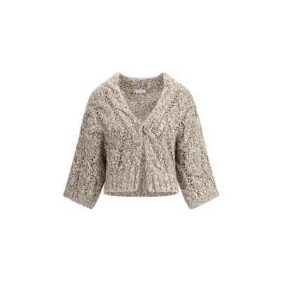 BRUNELLO CUCINELLI DAZZLING CHINÉ WOOL CARDIGAN