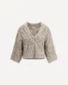 Brunello Cucinelli Chunky Knit Sweater With Deep V-neckline And Cable Design In Multi